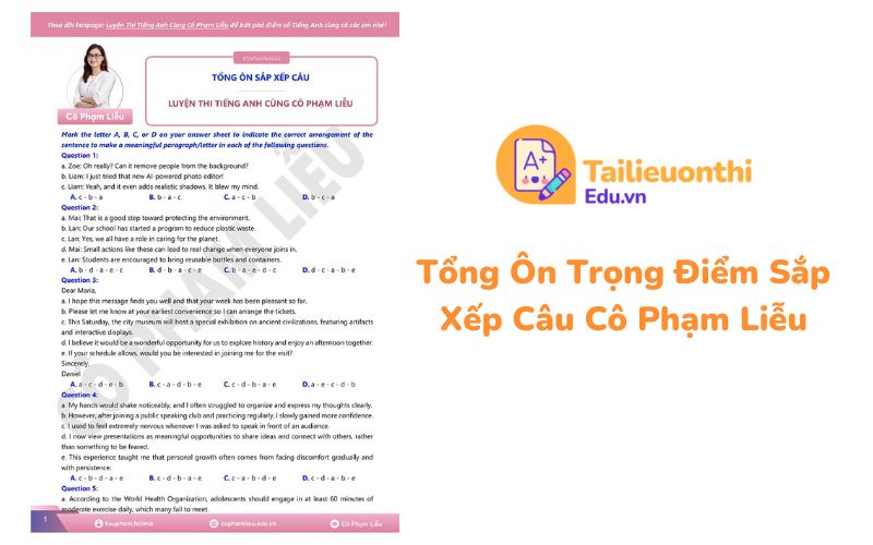 Tổng Ôn Trọng Điểm Sắp Xếp Câu Cô Phạm Liễu